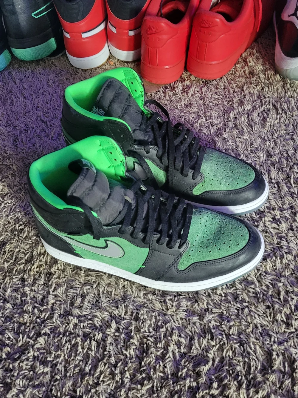 Men's Nike High-Top Zoom Air Dunks in Green and Black Worn Once!